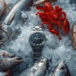 montre exposé avec des poissons