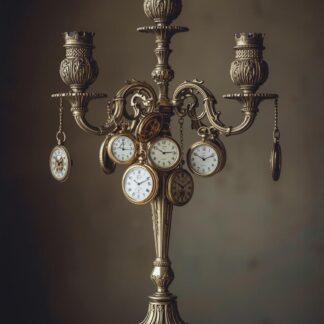 Montres à gousset exposées sur un chandelier