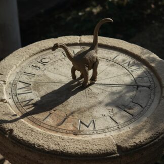 cadran solaire mesuré par un dinosaure